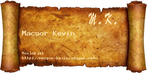 Macsor Kevin névjegykártya